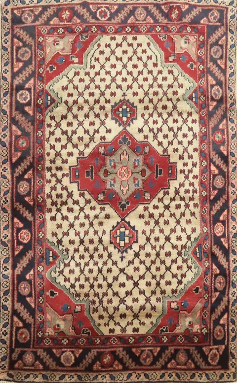 Handmade Wool Geometric Koliaei Persian Rug 3x5