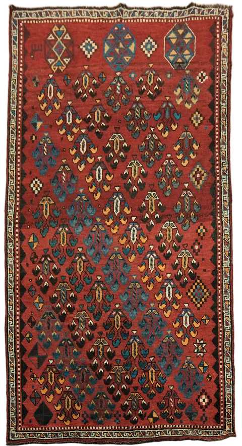 Vintage Geometric Red Lori Persian Area Rug 5x9
