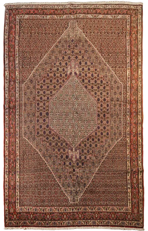 Vintage Geometric Bidjar Persian Area Rug 7x9