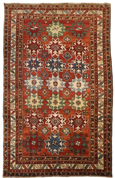 Antique 100% Vegetable Dye Kazak Caucasian Area Rug 7x10