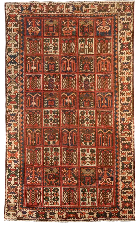 Antique Garden Design Bakhtiari Persian Area Rug 6x10