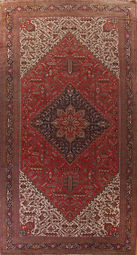 Antique 100% Vegetable Dye Heriz Persian Rug 13x23