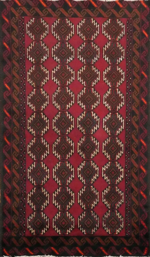 Geometric Balouch Oriental Rug 3x6