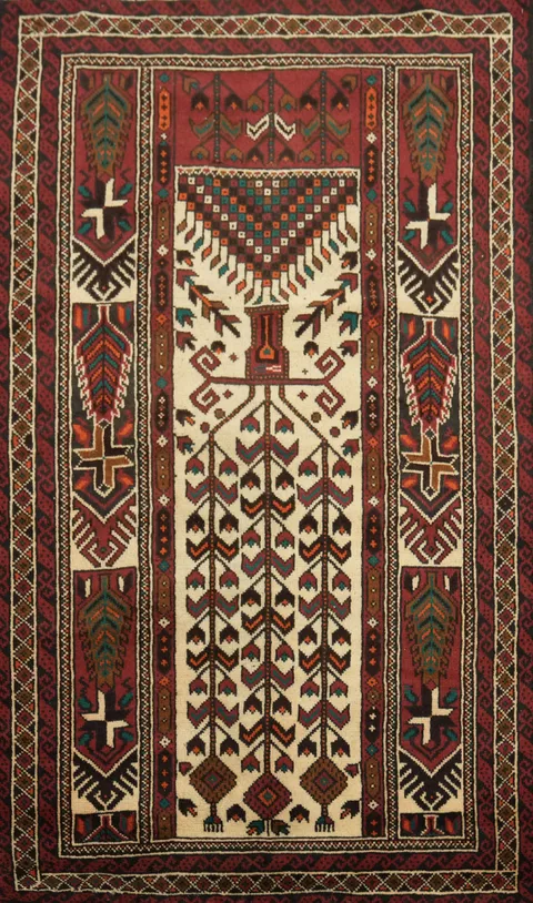 Geometric Balouch Afghan Oriental Rug 3x6