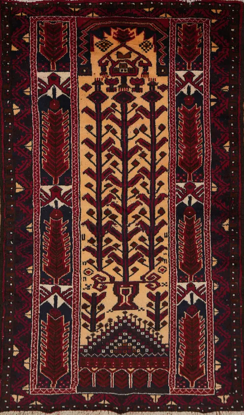 Geometric Balouch Afghan Oriental Rug 3x6