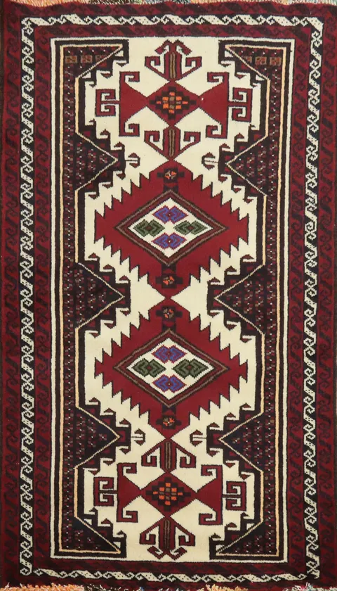 Geometric Balouch Afghan Oriental Rug 3x6