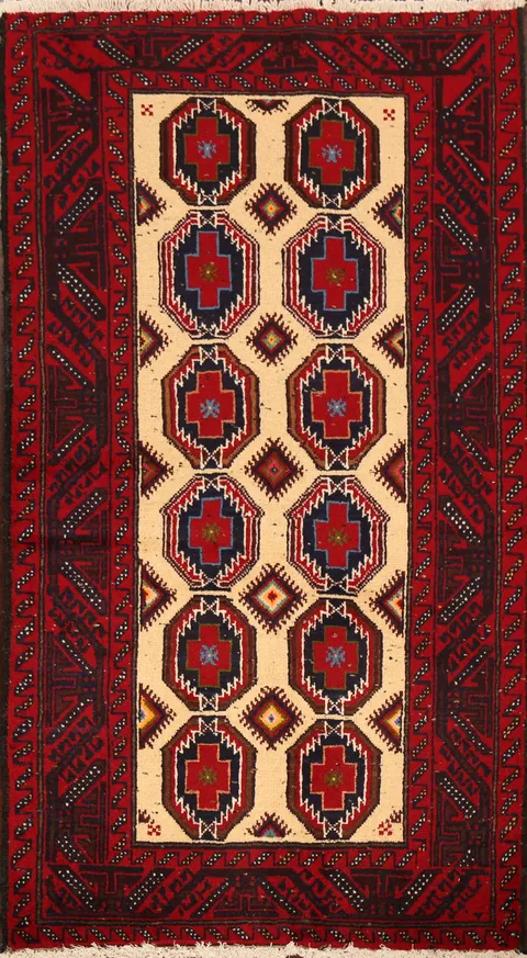 Geometric Balouch Afghan Oriental Area Rug 3x6