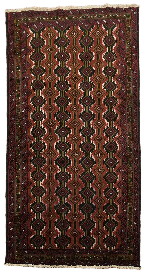 Geometric Balouch Oriental Rug 3x6