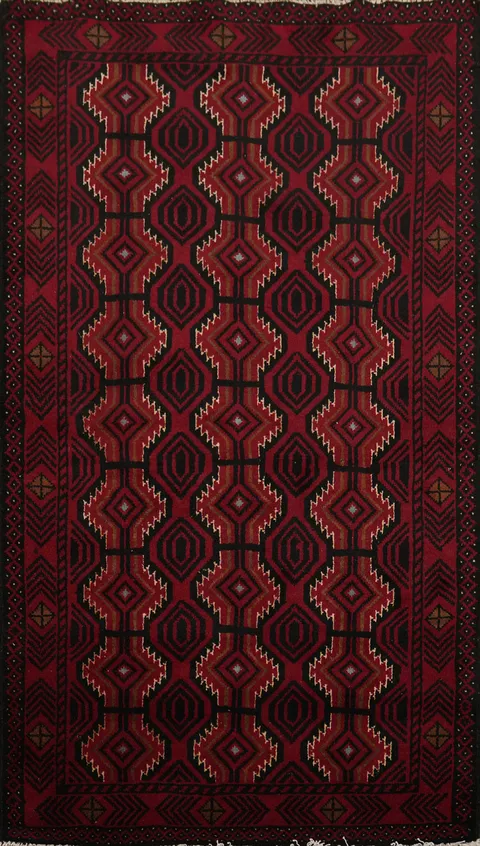 All-Over Geometric Balouch Oriental Rug 4x6