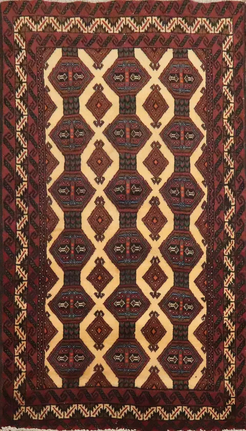 Geometric Balouch Afghan Oriental Rug 3x6