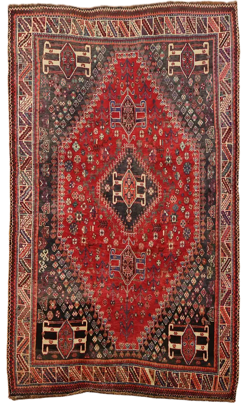 Vintage Tribal Geometric Abadeh Persian Area Rug 5x8