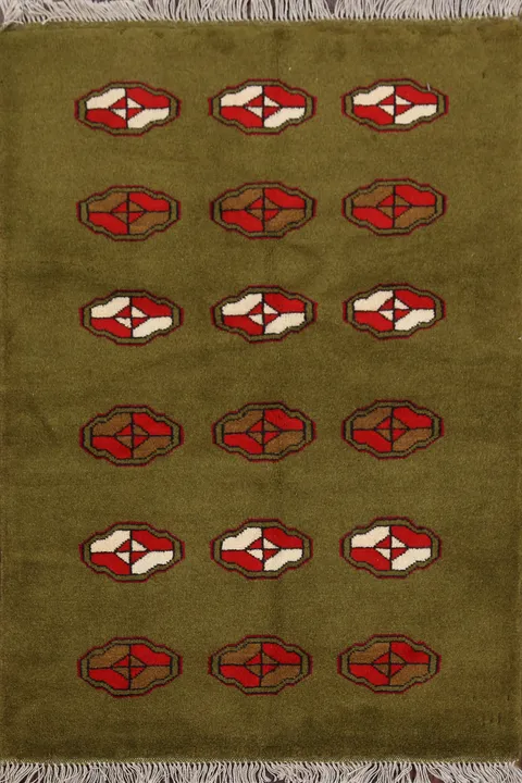 Green Geometric Gabbeh Shiraz Persian Area Rug 3x5