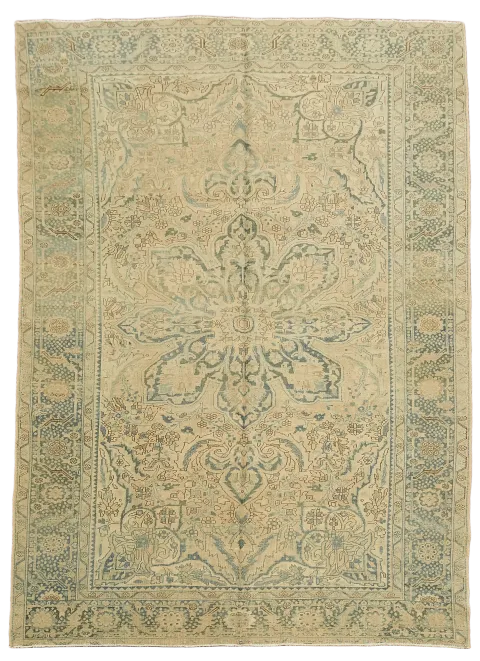 Muted Geometric Heriz Persian Wool Area Rug 9x12