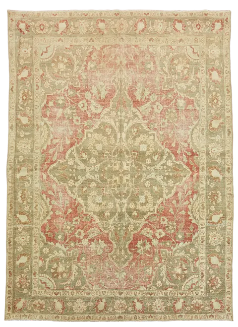 Pre-1900 Antique Vegetable Dye Tabriz Persian Area Rug 9x12