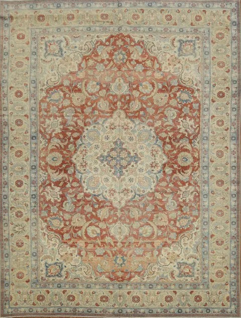Antique Floral Tabriz Persian Area Rug 10x13