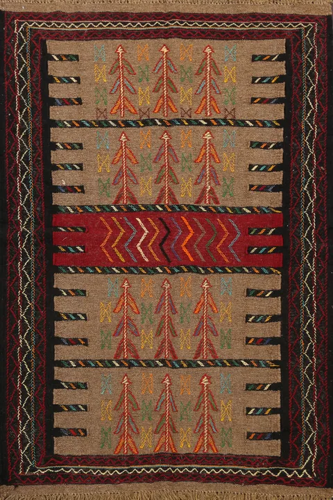 Tribal Sumak Kilim Hand-Woven Persian Area Rug 4x6
