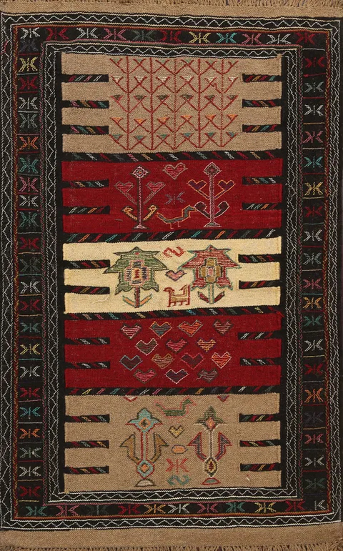 Tribal Sumak Kilim Hand-Woven Persian Area Rug 4x6