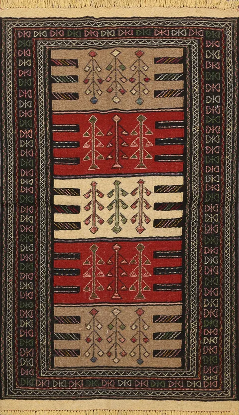 Tribal Sumak Kilim Hand-Woven Persian Area Rug 4x6