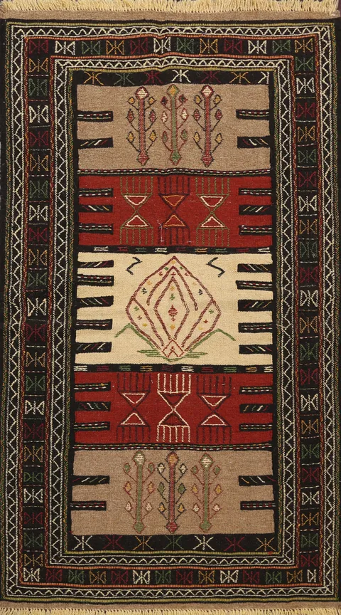 Tribal Sumak Kilim Hand-Woven Persian Area Rug 4x6