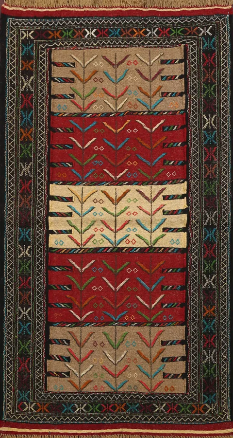 Tribal Sumak Kilim Hand-Woven Persian Area Rug 4x6