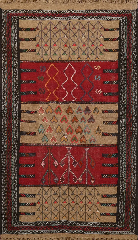 Sumak Kilim Hand-Woven Persian Area Rug 4x6