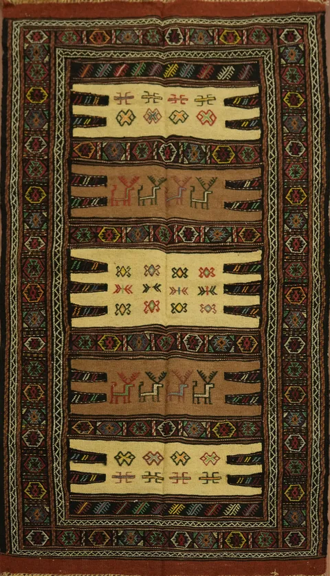 Tribal Sumak Kilim Hand-Woven Persian Area Rug 3x6