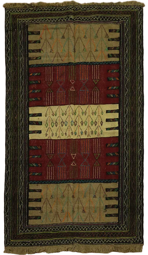 Tribal Sumak Kilim Hand-Woven Persian Area Rug 4x6