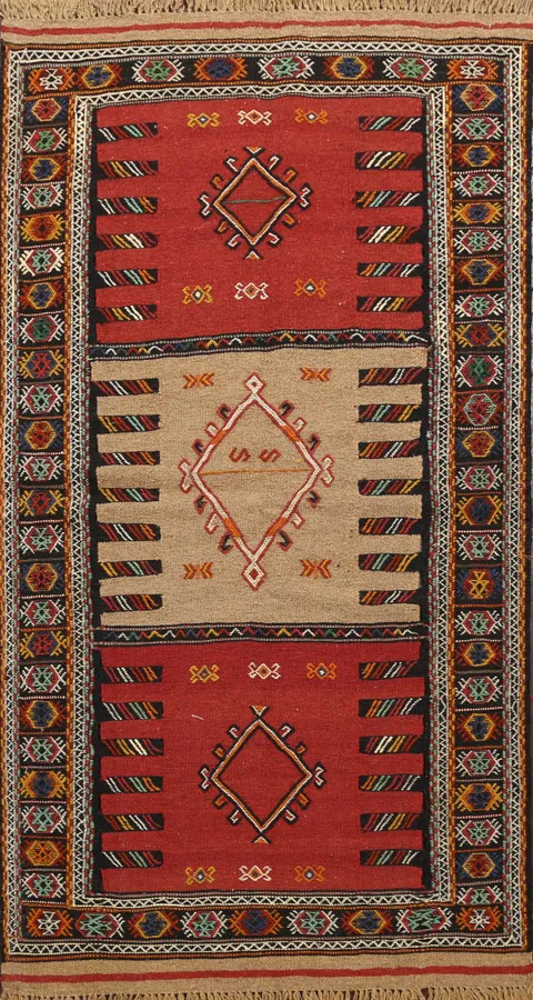 Tribal Sumak Kilim Hand-Woven Persian Area Rug 3x6