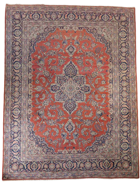 Handcrafted Luxury Kashan Dabir Vegetable Dye Persian Rug 11x14