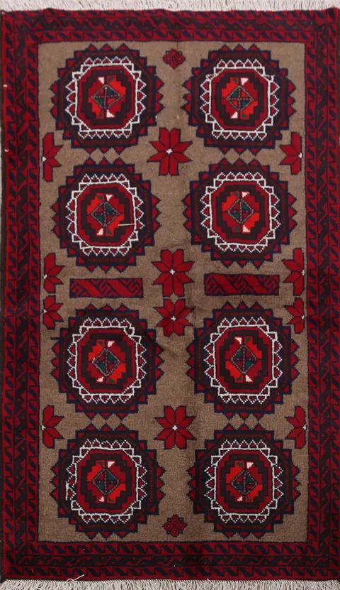 Geometric Balouch Afghan Area Rug 3x5