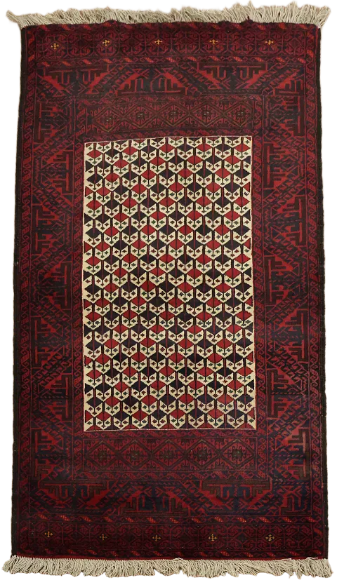 Geometric Balouch Afghan Area Rug 3x5