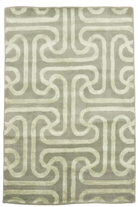 Elegant Maze Pattern Tufted Rug for Modern Living Spaces 4x6 ft