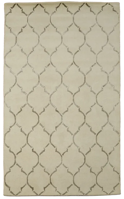 Modern Chic Ivory Rug with a Touch of Geometric Flair 5x8 ft