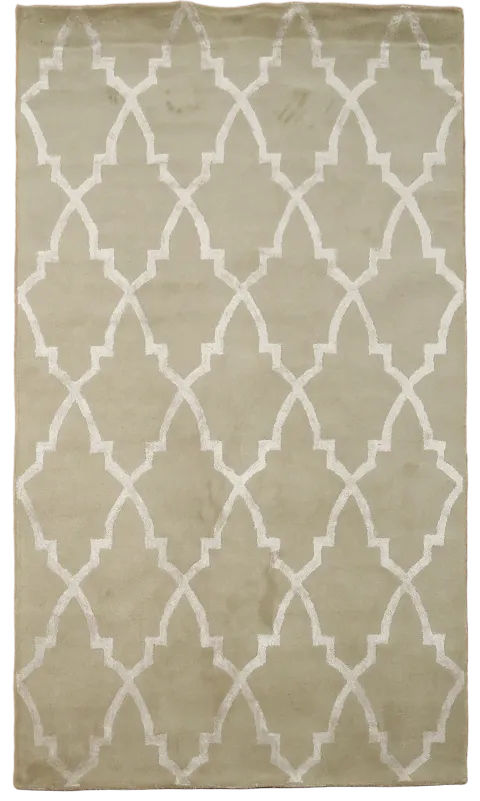 Green Tufted Trellis Rug with Soft, Intricate Geometric Patterns 5x8