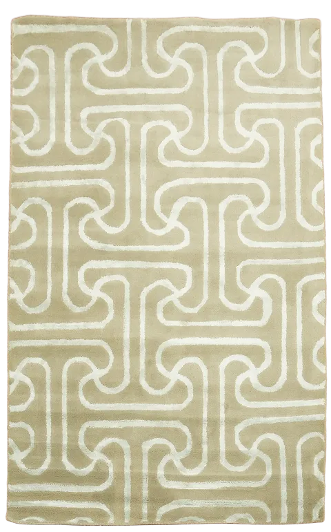 Chic Beige and White Abstract Design Area Rug