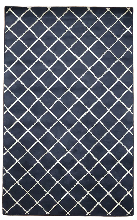 Elegant Navy and White Diamond Patterned Rug for Modern Living 5x8
