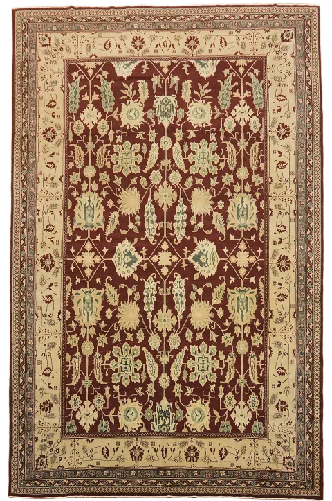 Elegant Maroon Egyptian Ziegler Vintage Large Rug 10'x14'