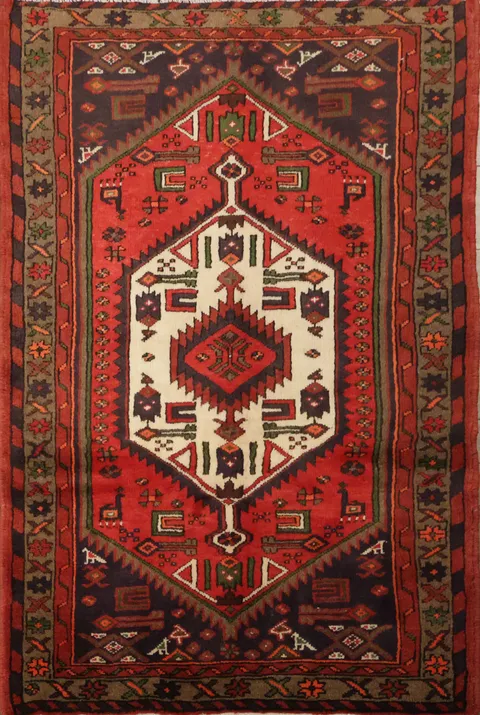 Tribal Hamedan Persian Wool Area Rug 3x5