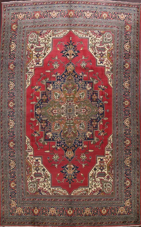 Geometric Tabriz Persian Area Rug 9x13