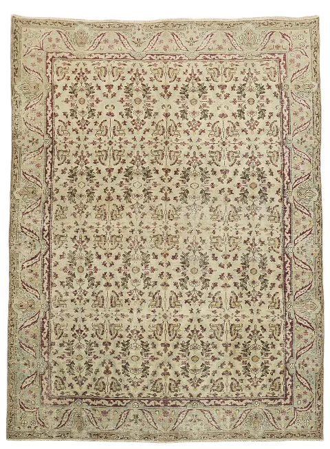 Pre-1900 Antique Vegetable Dye Kerman Ravar Persian Area Rug 8x11