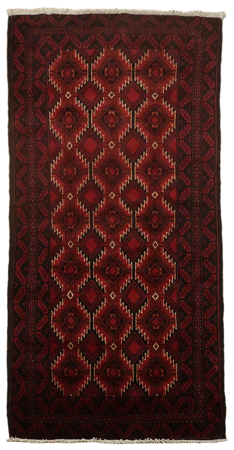 Geometric Balouch Afghan Oriental Tribal Wool Rug 3x6