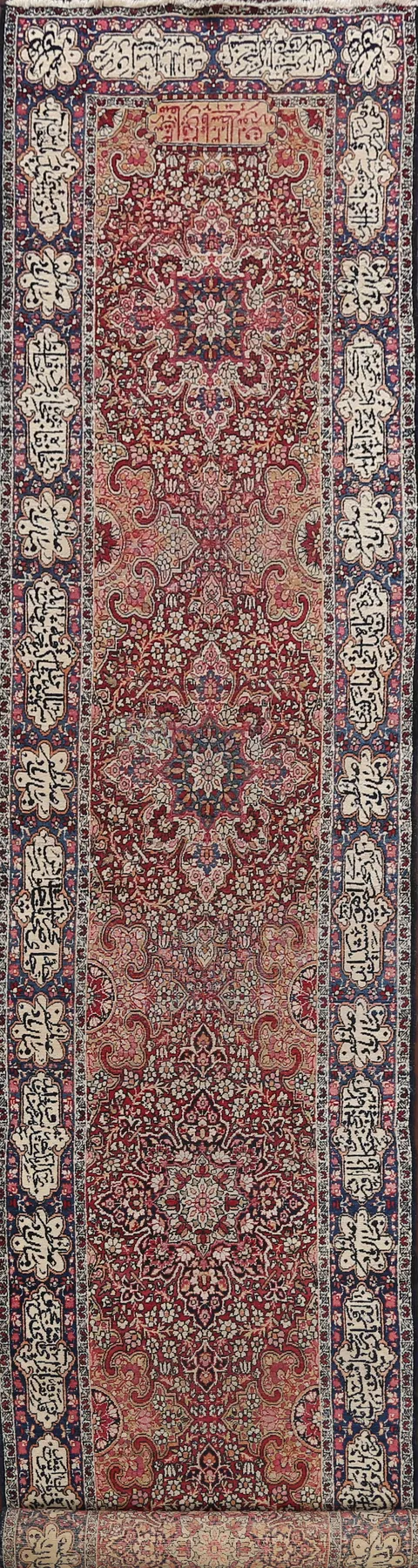 Antique Vegetable Dye Kerman Lavar Persian Runner Rug 3x19