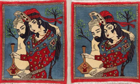 Set of 2 Pictorial Shiraz Persian Area Rugs 2x2 Square