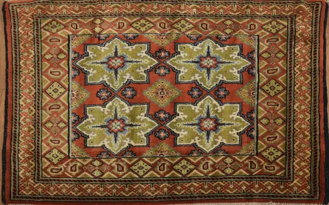 Vegetable Dye Turkoman Persian Area Rug 2x4