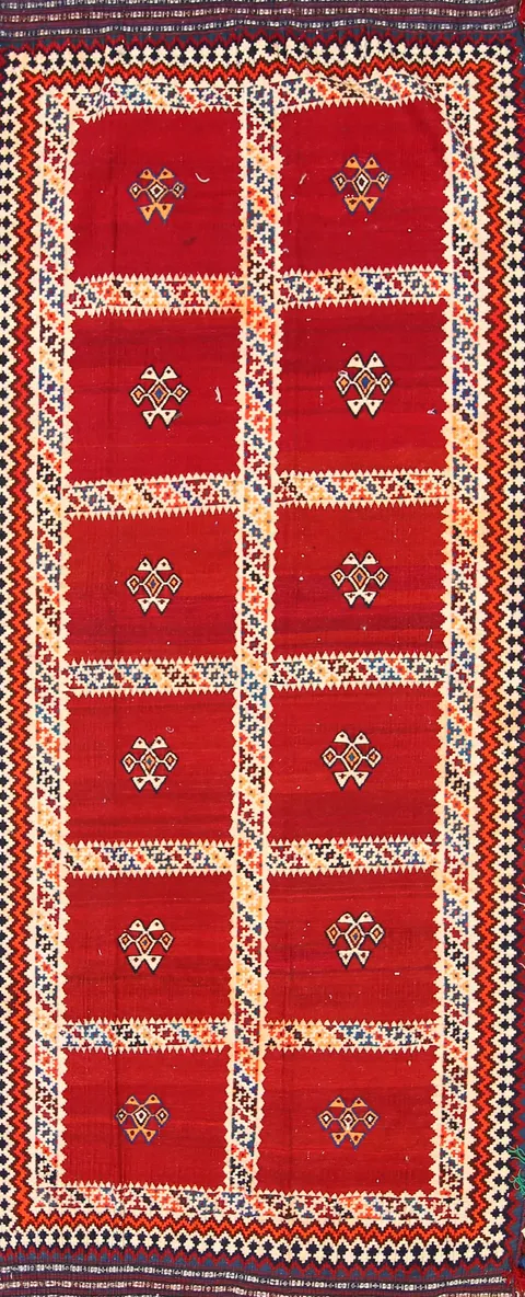 Flat-Weave 5x11 Kilim Kashkoli Shiraz Persian Area Rug