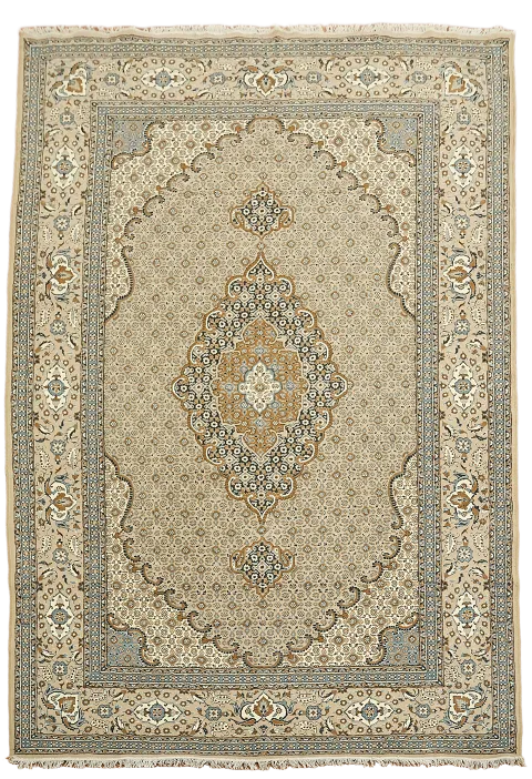 Classic Persian-Style Rug in Soft Beige and Blue for Luxury Living 7x10 ft