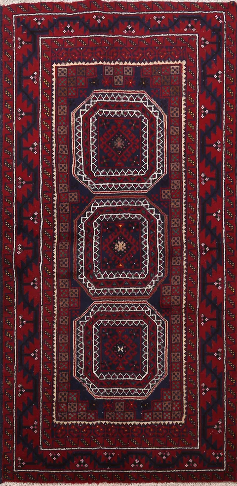 Elegant Geometric Patterns on a Vibrant Red Classic Rug