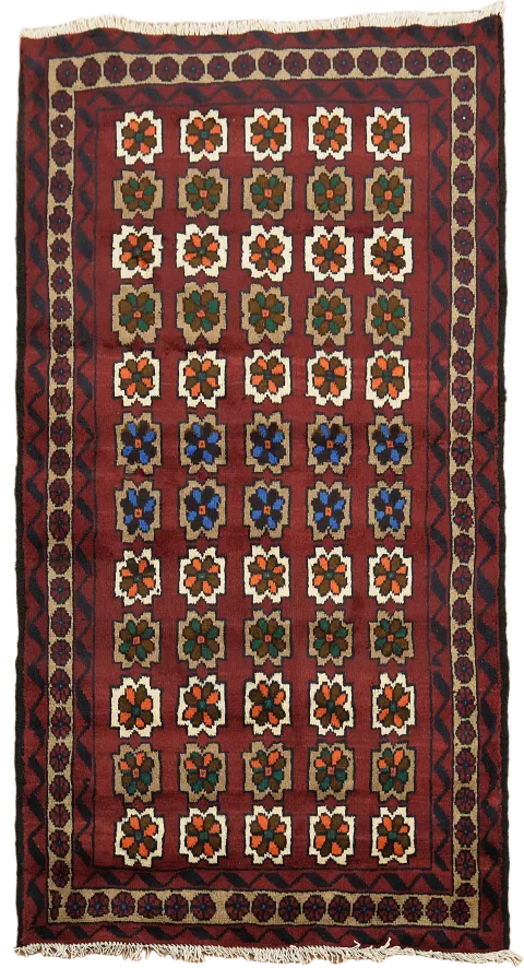 Balouch Afghan Oriental Area Rug 3x6