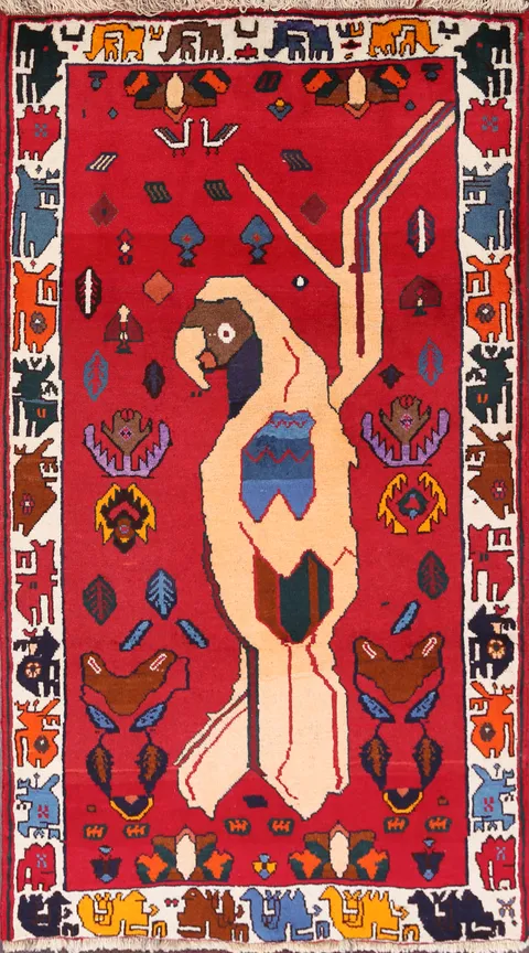 Animal Pictorial Shiraz Persian Area Rug 3x5