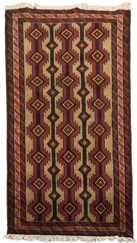 Geometric Balouch Afghan Oriental Area Rug 3x6